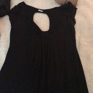 Low cut, cap sleeve, viscose and spandex dress